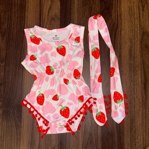 Strawberry romper baby girl